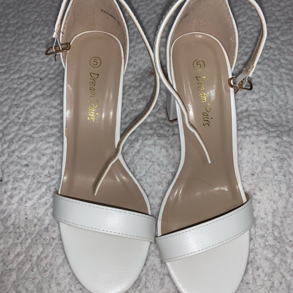 Brand New White Block Heels